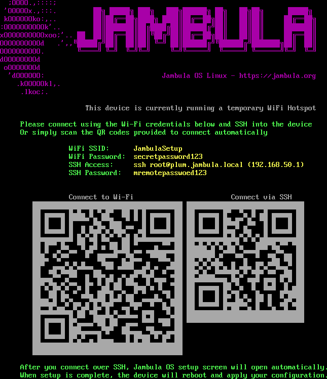 Jambula OS Setup Menu - Primary alt text